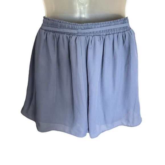 She + Sky Shorts Blue Flowy Sheer Overlay Pull On Elastic Waist Belt Size Medium - Picture 2 of 9